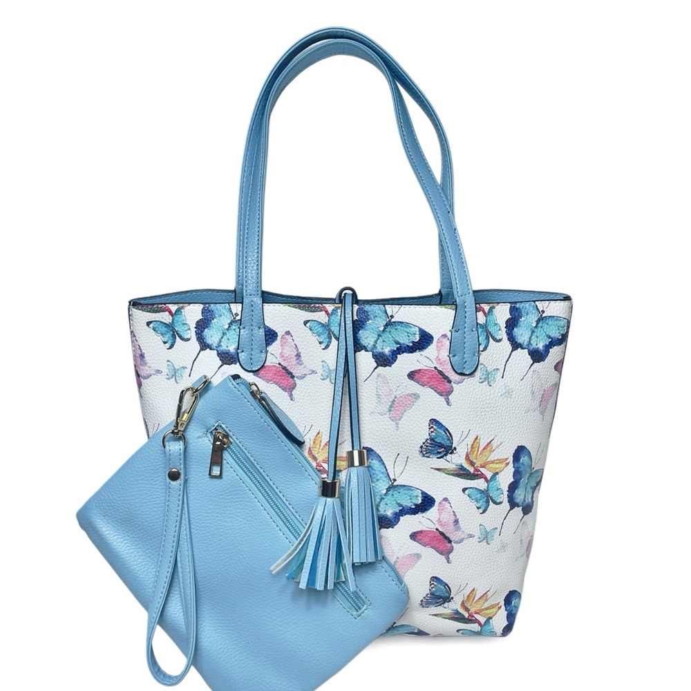 I M Heart Vegan Butterfly Tassel Tote Bag & Writlet